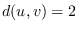 $d(u,v)=2$